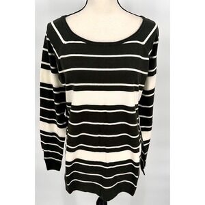 Pink Clover Stitch‎ Fix Valencia Curved Hem Sweater Green Striped Size Xlarge